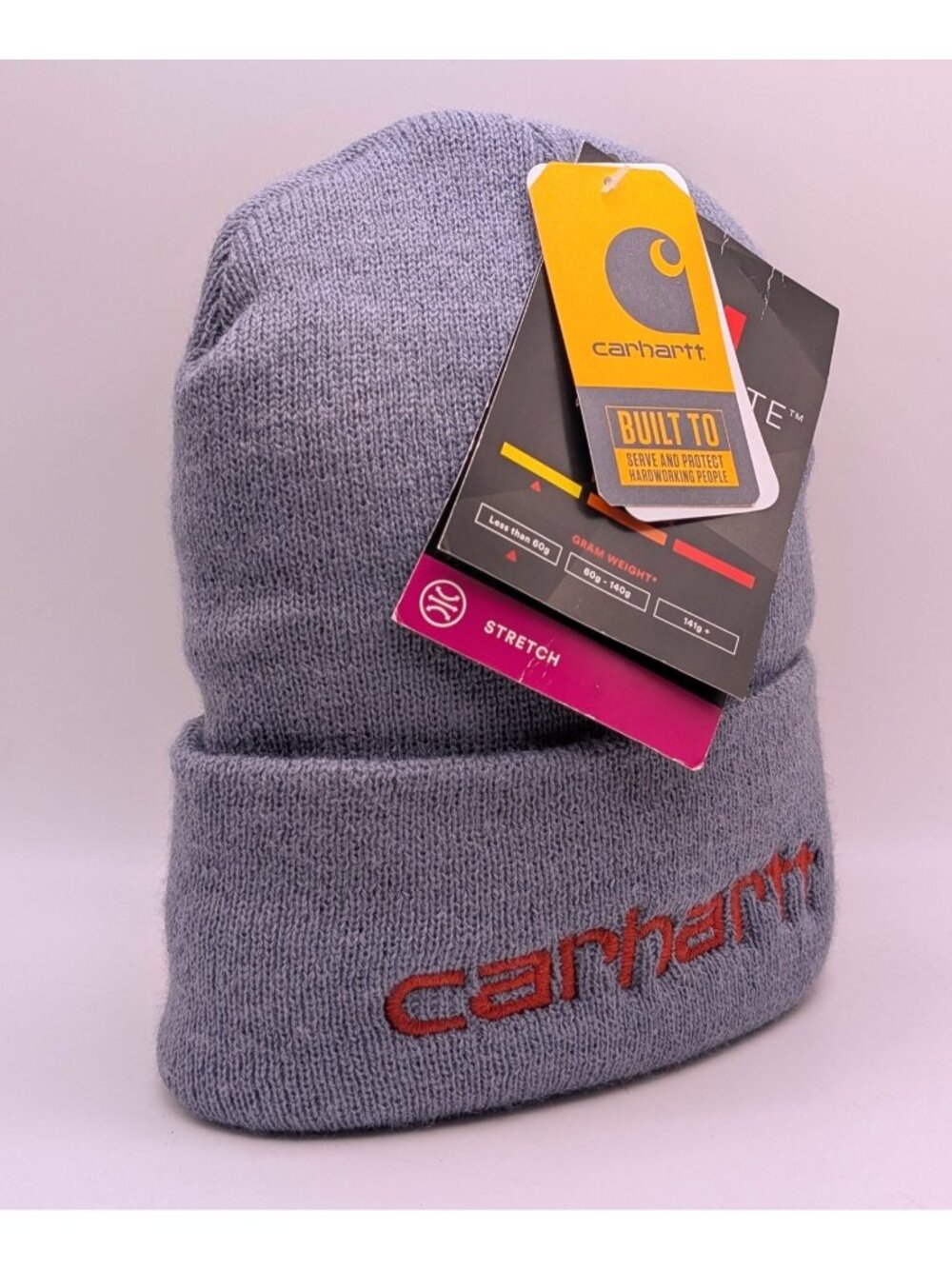CARHARTT Knit Hat Cuffed Ski Beanie Gray Pink Insulated NEW NWT Unisex Stretch